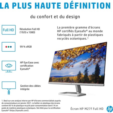 HP M27f 27" Full HD Monitor - Stunning 1920 x 1080 Resolution, HDMI & VGA, 75Hz Refresh Rate - Enhance Your Viewing Experience!